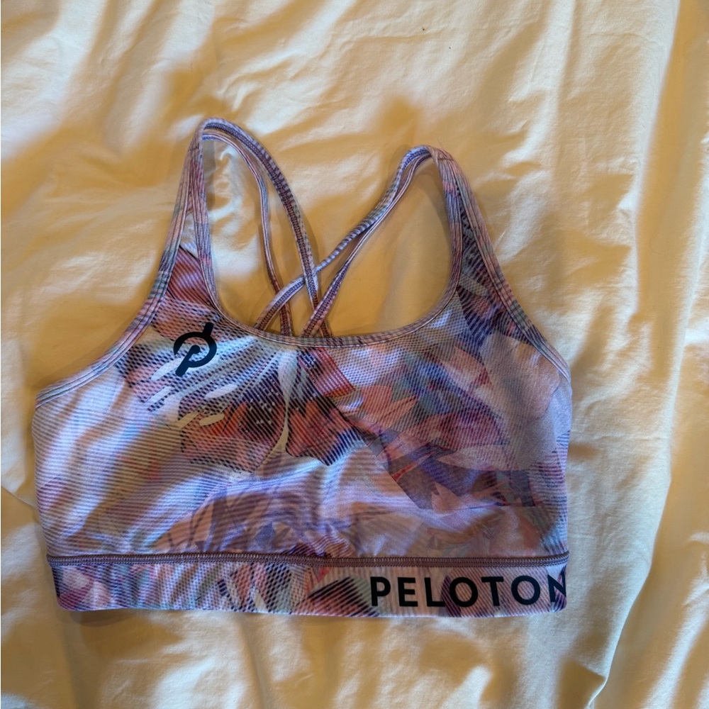 Peloton Multicolor Pink & Purple Crisscross Sports Bra